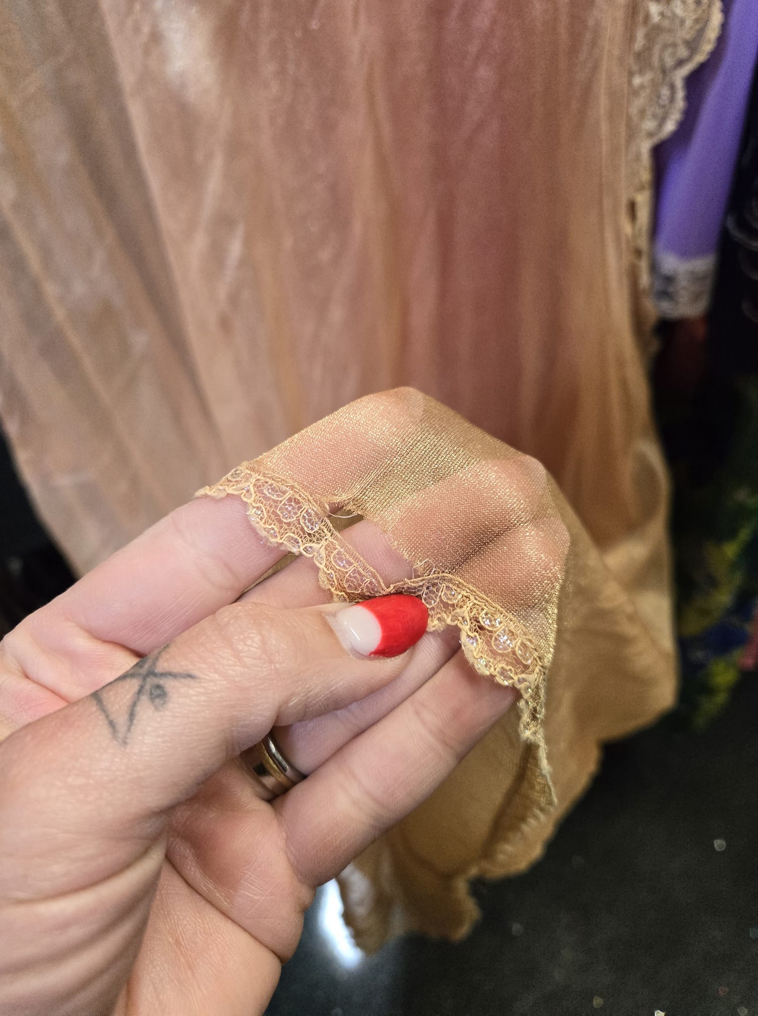 Vintage 70s Orange Sheer Kaftan - Image 8