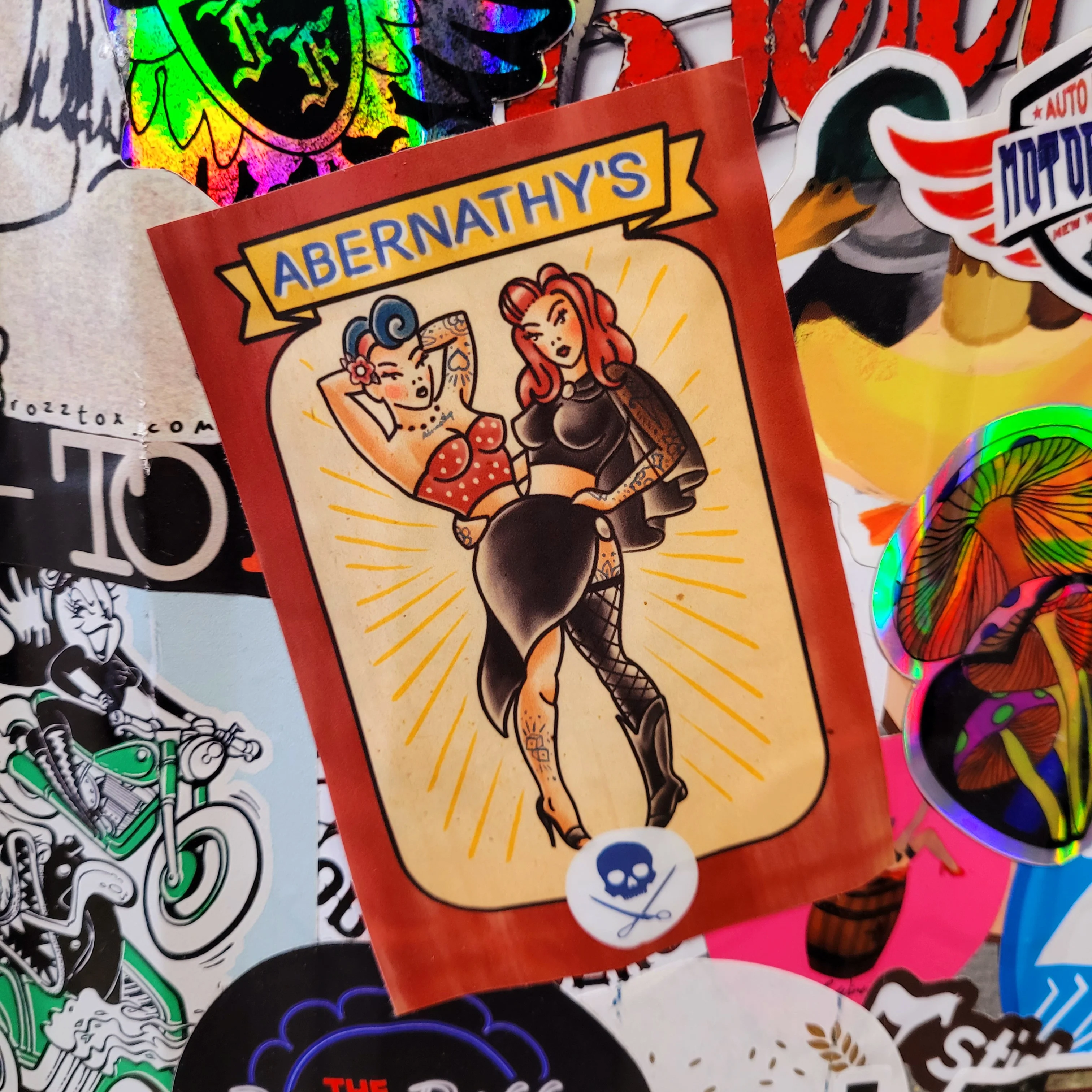 Abernathy's Conjoined Twins Sticker in Red - Image 4