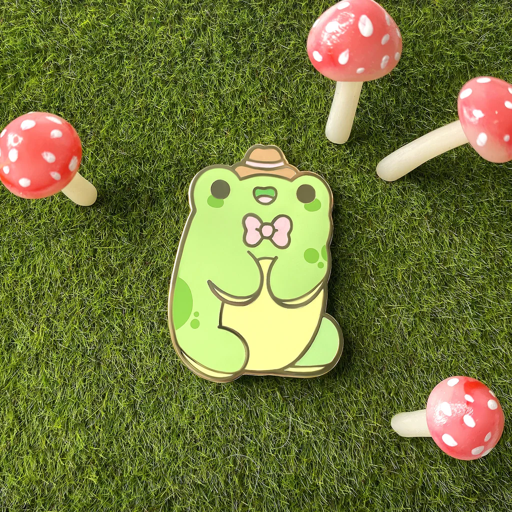 Bright Bat Hat Frog Nugget Enamel Pin