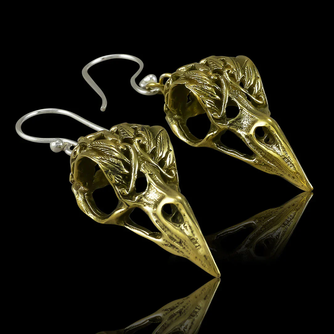 Coco Loco Brass Raven Earrings