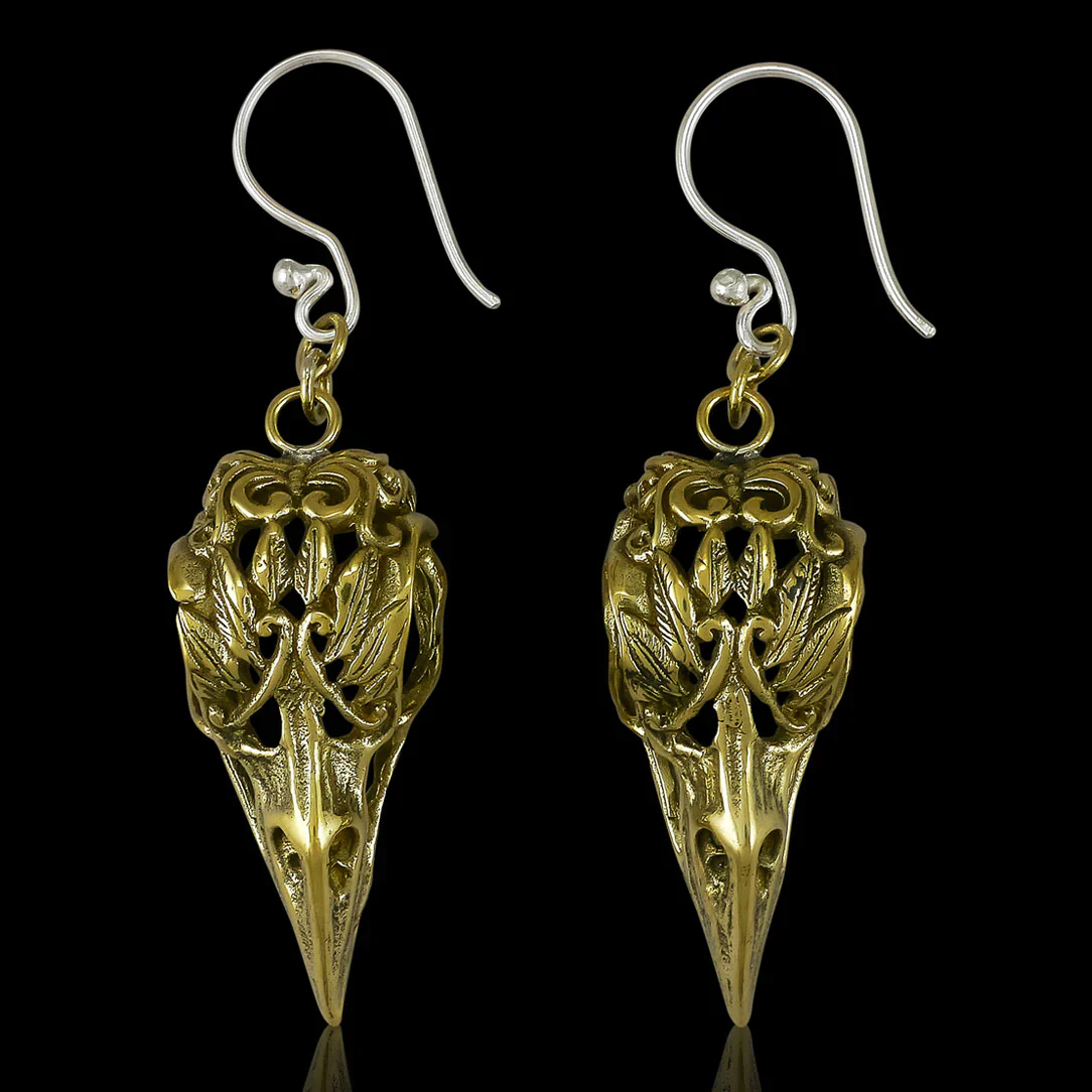 Coco Loco Brass Raven Earrings - Image 2