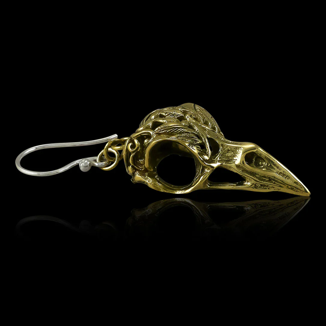 Coco Loco Brass Raven Earrings - Image 3
