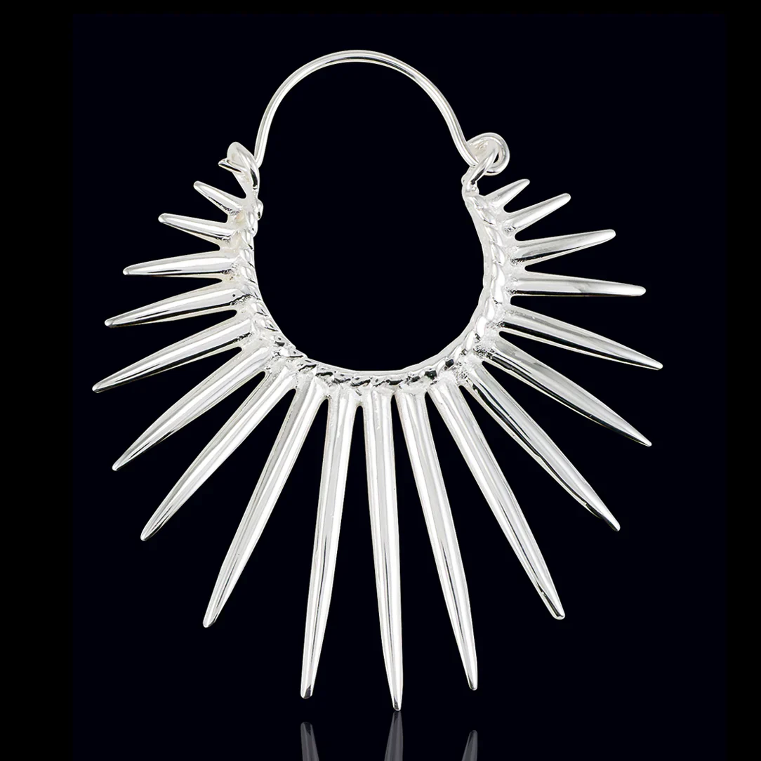 Coco Loco Silver Spiked Hoops - Image 2