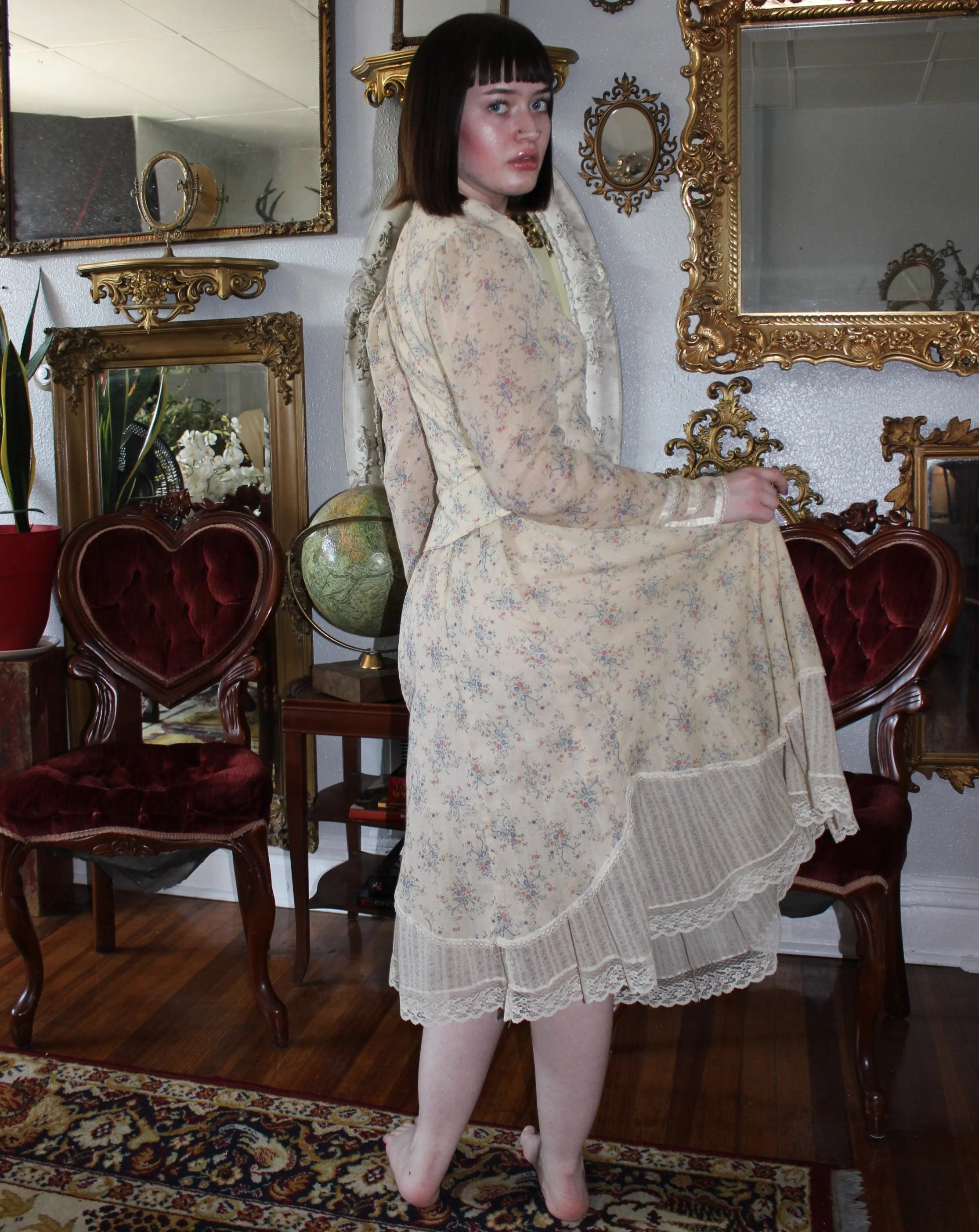 Gunne Sax 70s Tan Top and Skirt Set - Image 3
