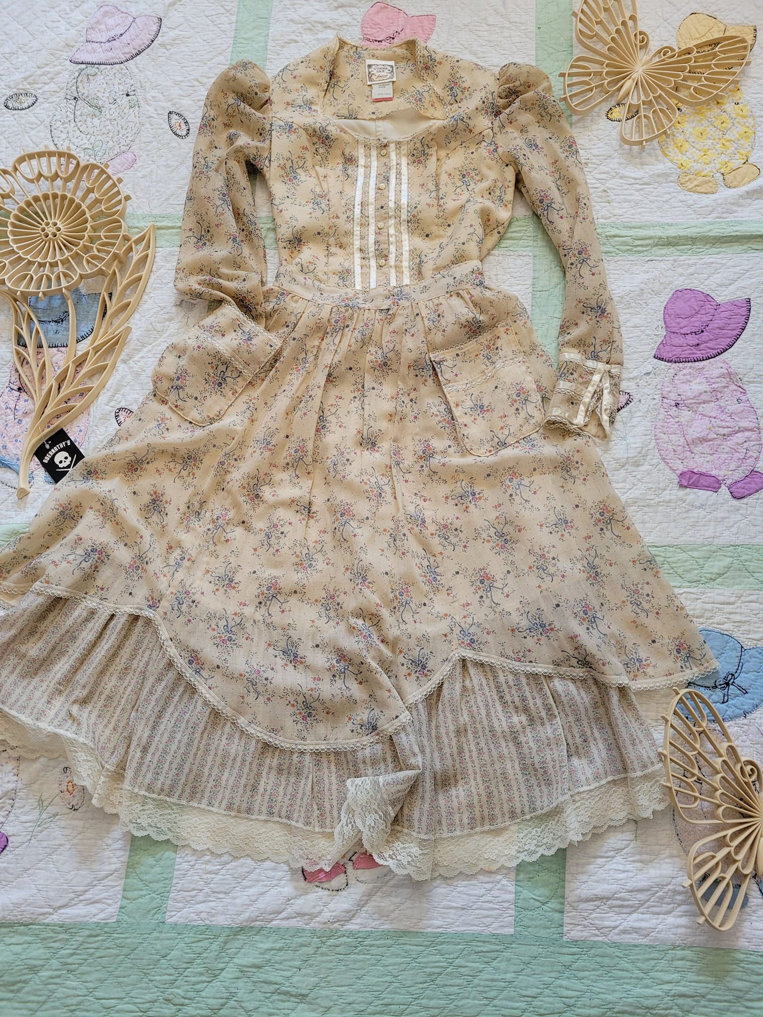Gunne Sax 70s Tan Top and Skirt Set - Image 6