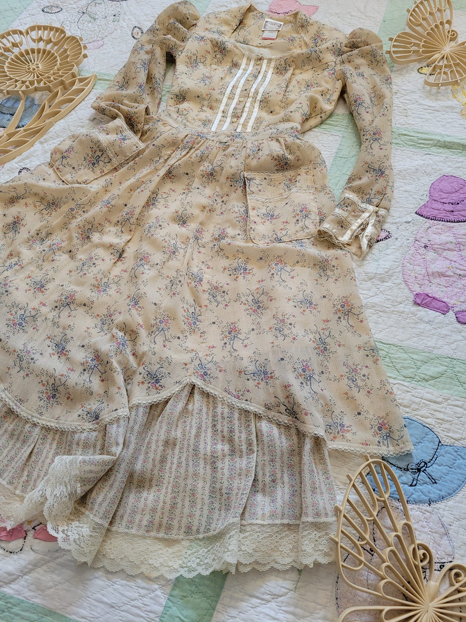Gunne Sax 70s Tan Top and Skirt Set - Image 7