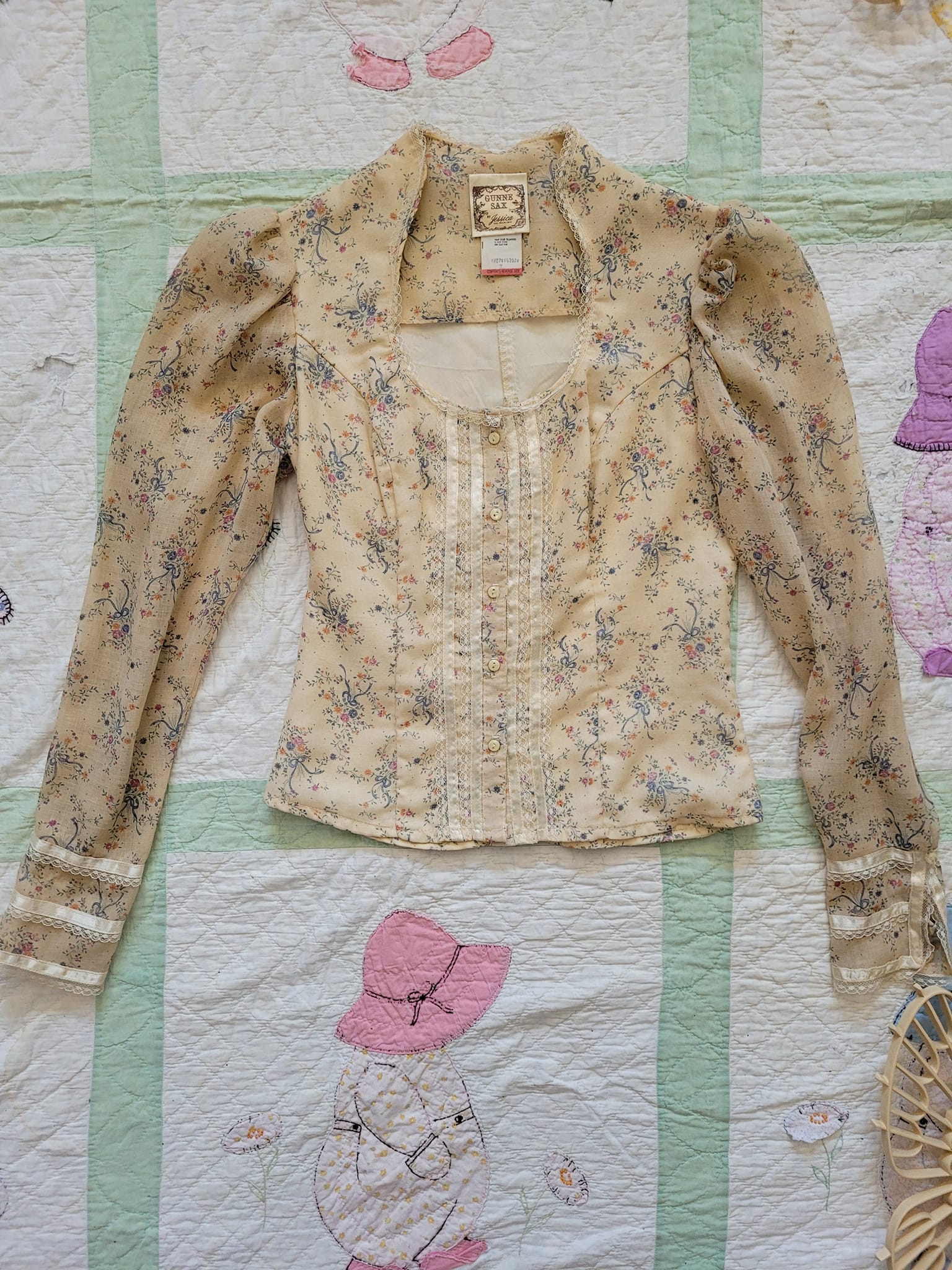 Gunne Sax 70s Tan Top and Skirt Set - Image 9