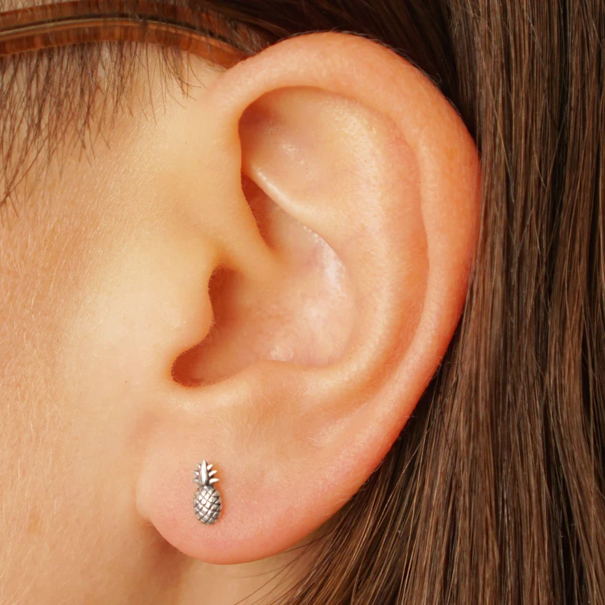 Nina Designs Sterling Silver Pineapple Post Earrings - Image 3