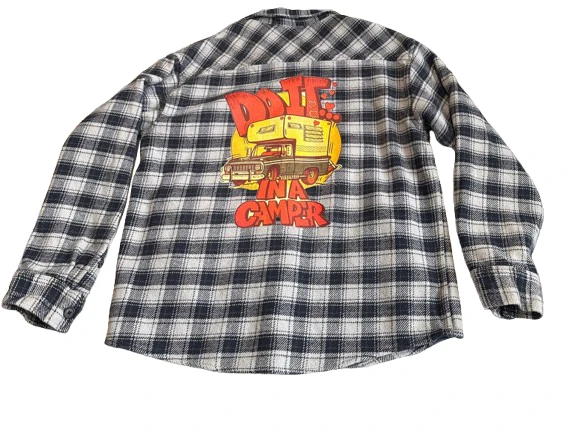 Red's Retro Camper Transfer Blue/Gray Flannel