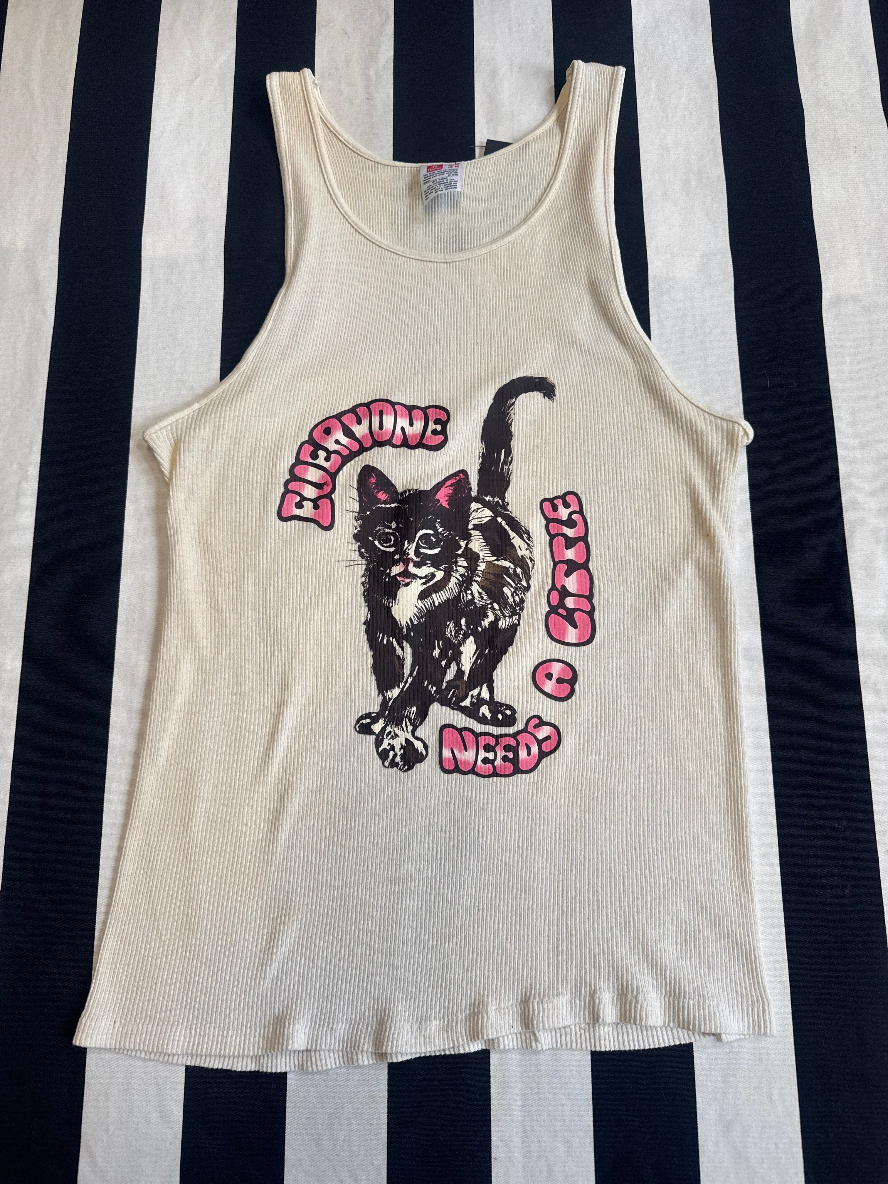 Red's Retro Kitty Heat Transfer Tan Tank - Image 2
