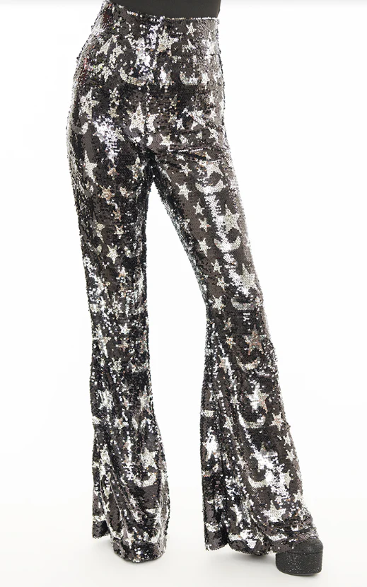Smak Parlour Black & Silver Star Sequin Pants - Image 3