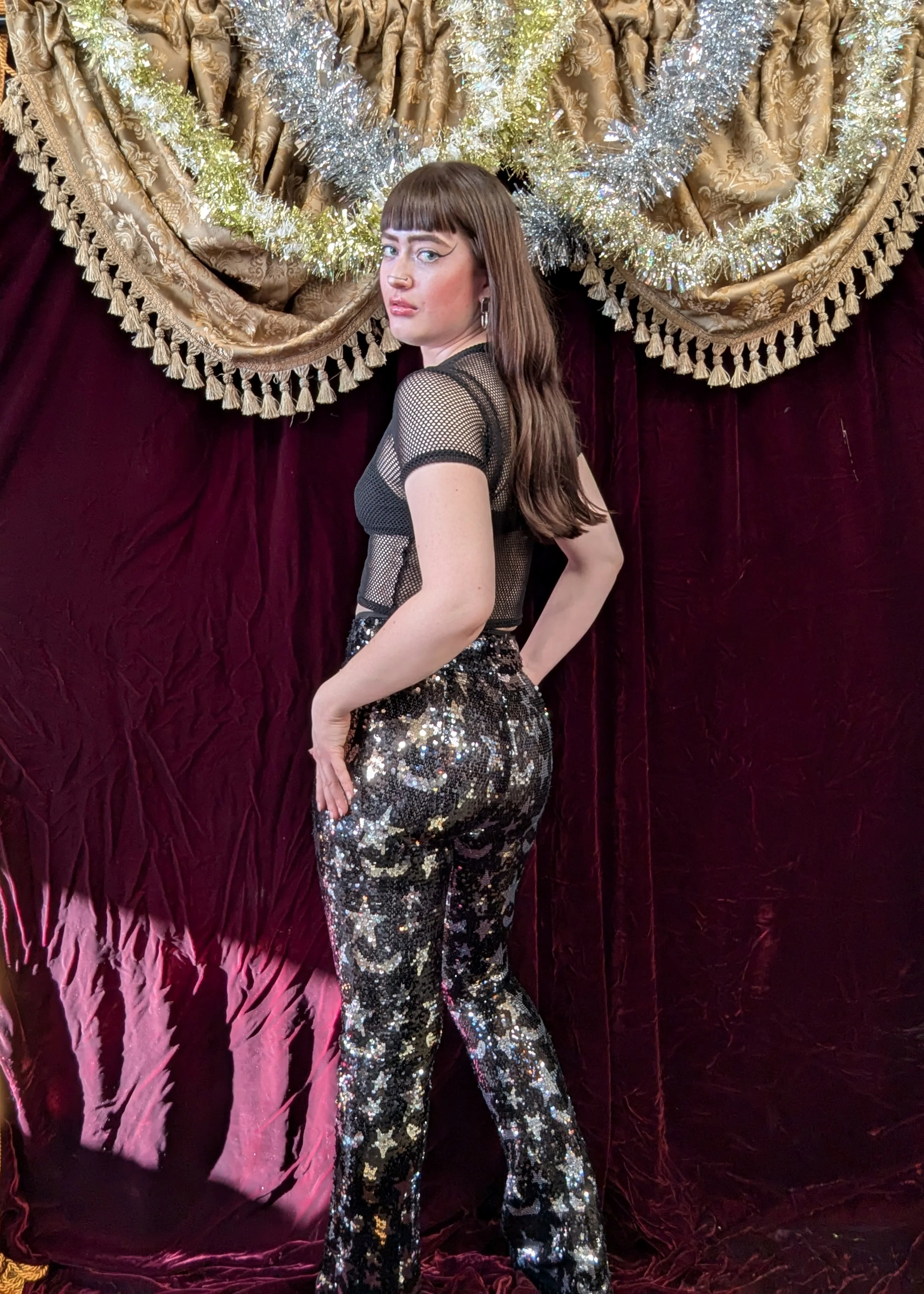Smak Parlour Black & Silver Star Sequin Pants - Image 7