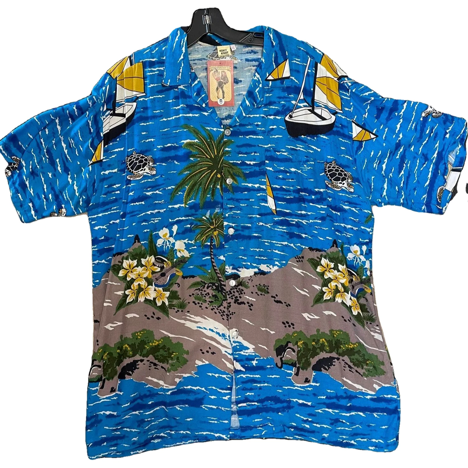 Vintage 1990's Sailboat Turtles Guitars Shirt - Image 4
