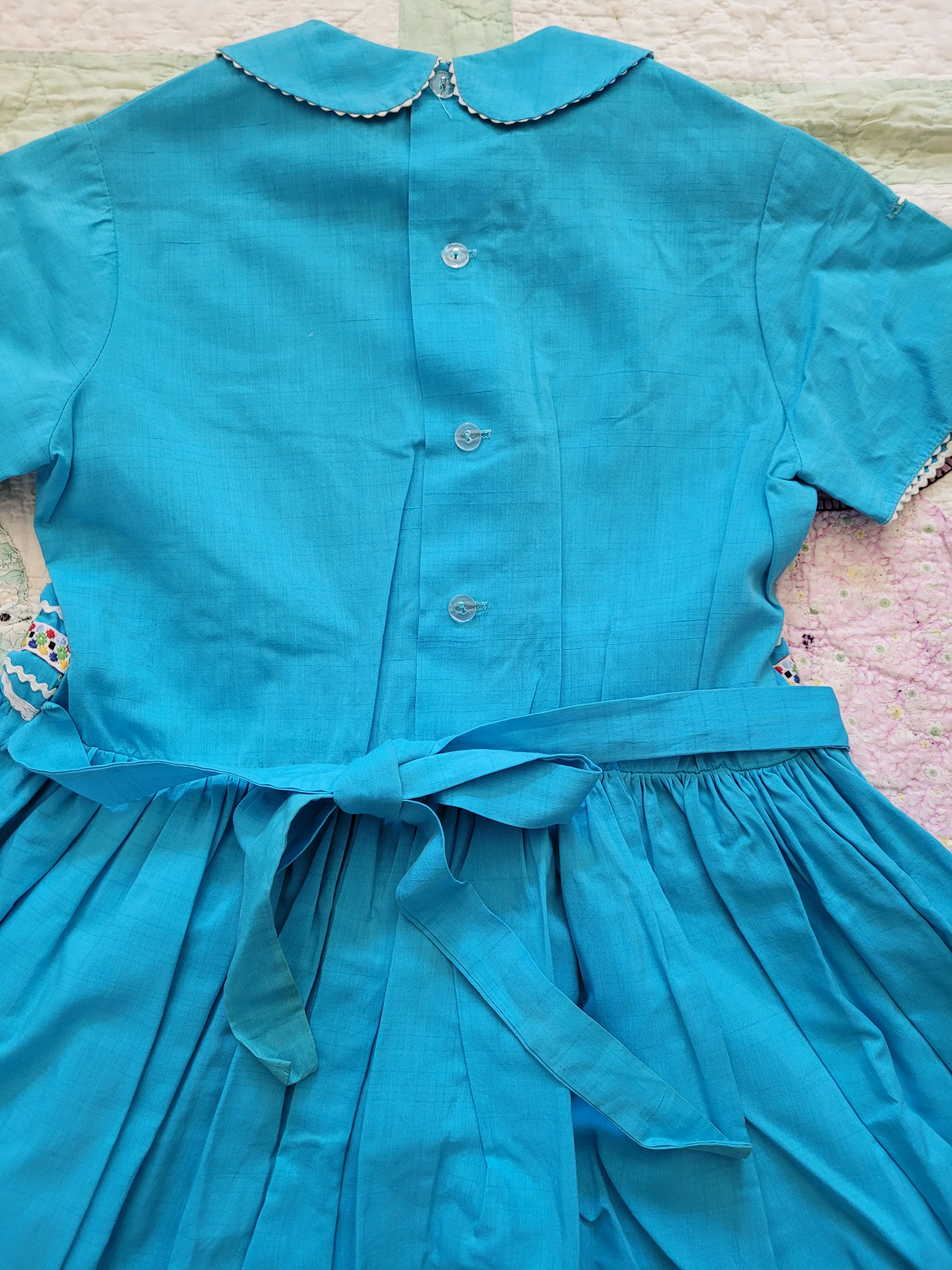 Vintage 1950's Teal Dress with Ric Rac - Image 7