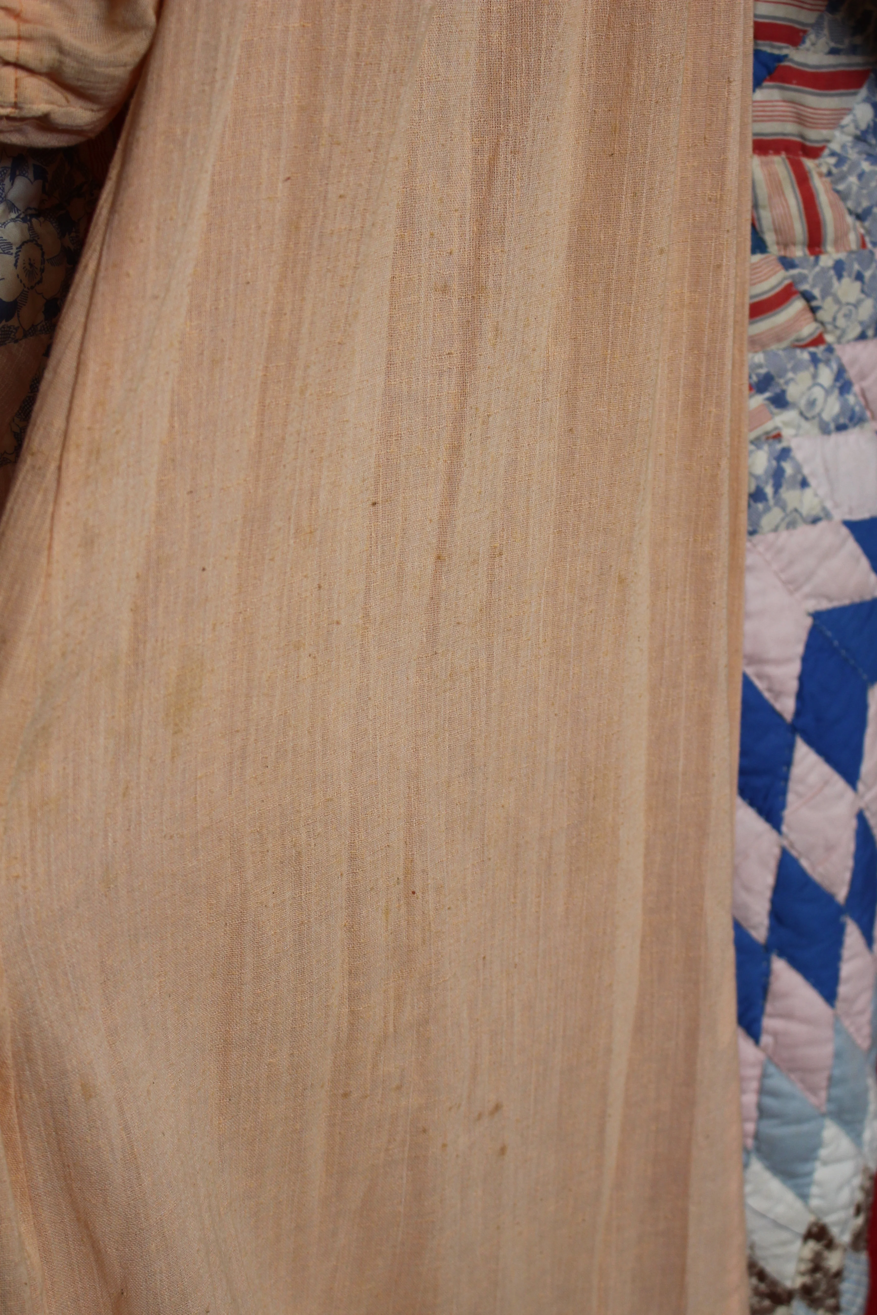 Vintage 1970s Peach Linen Maxi Dress - Image 12