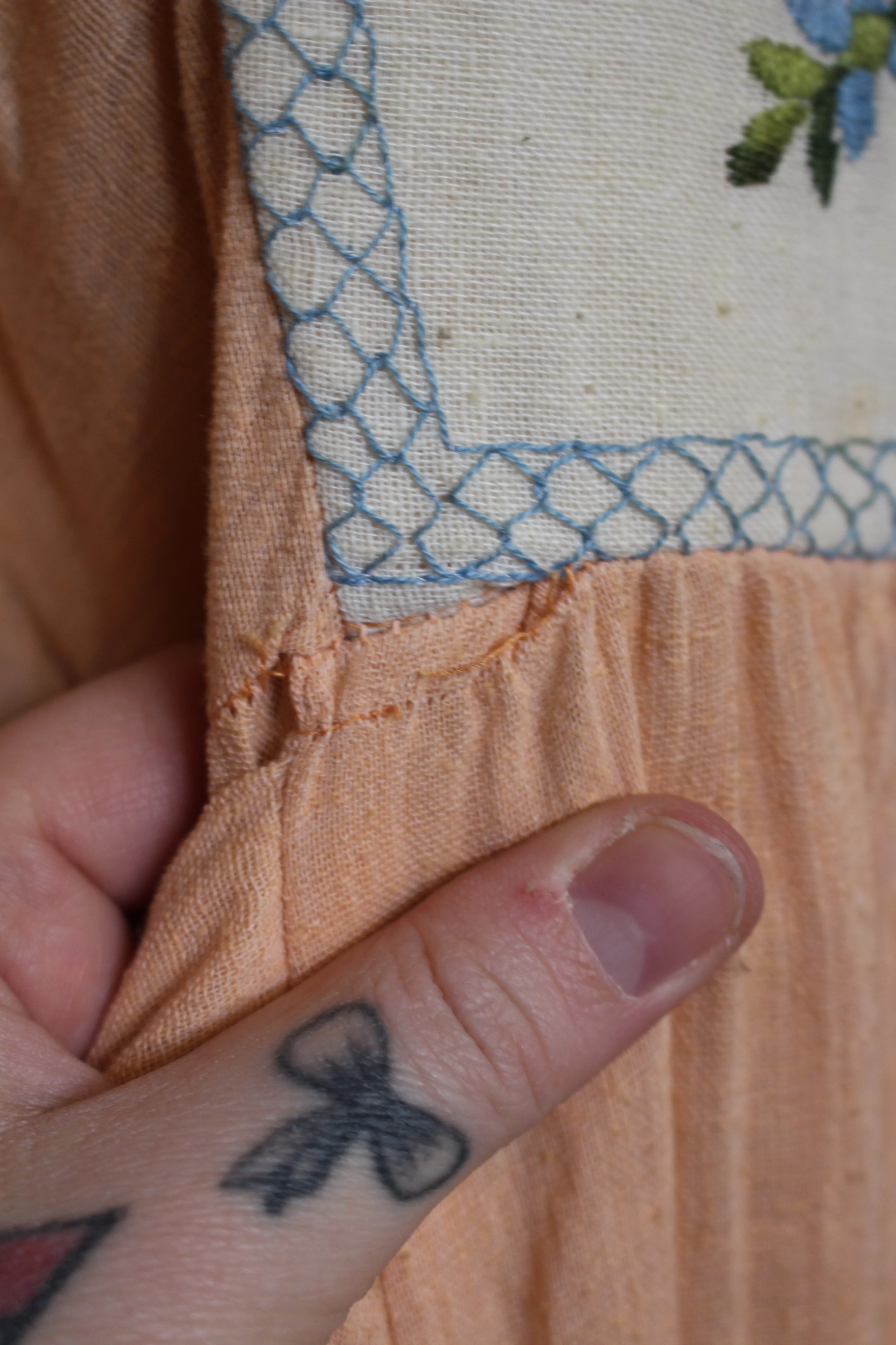 Vintage 1970s Peach Linen Maxi Dress - Image 5