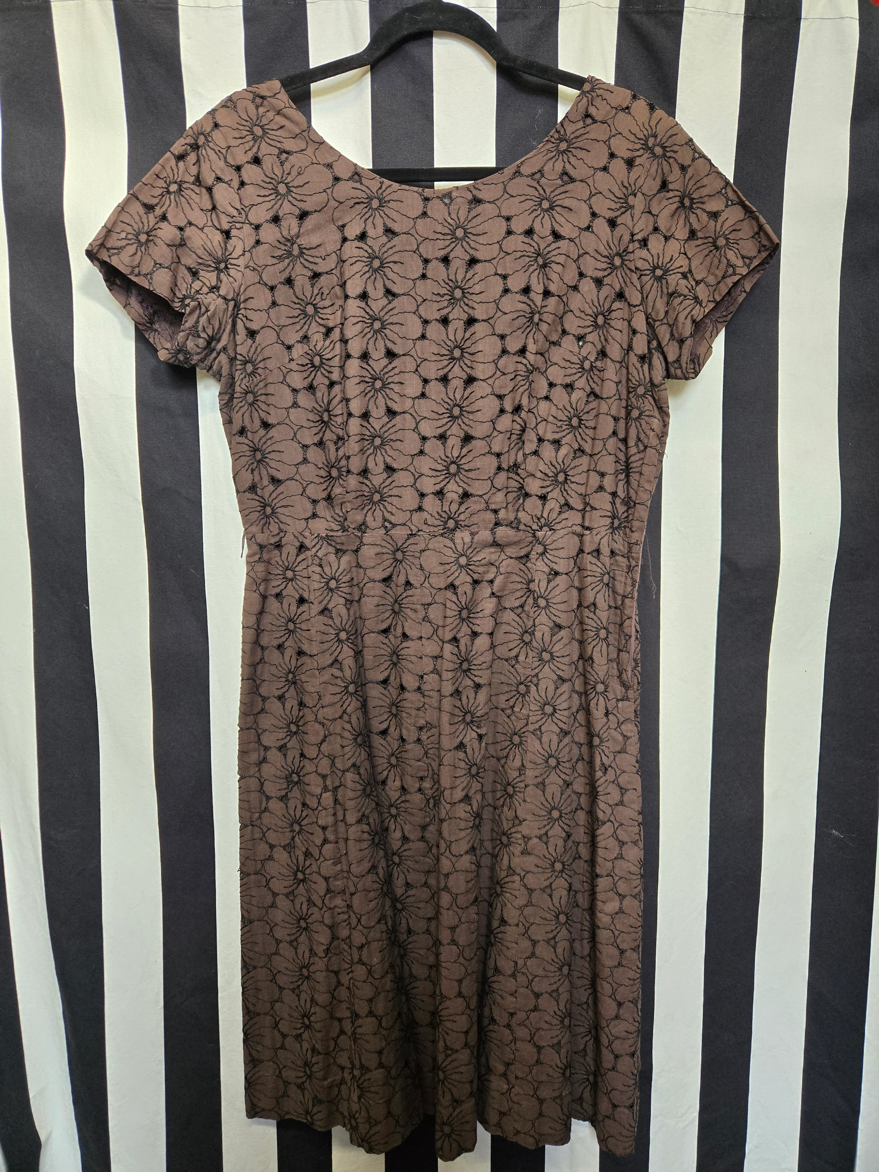 Vintage Brown Floral Dress with Jacket - Image 6