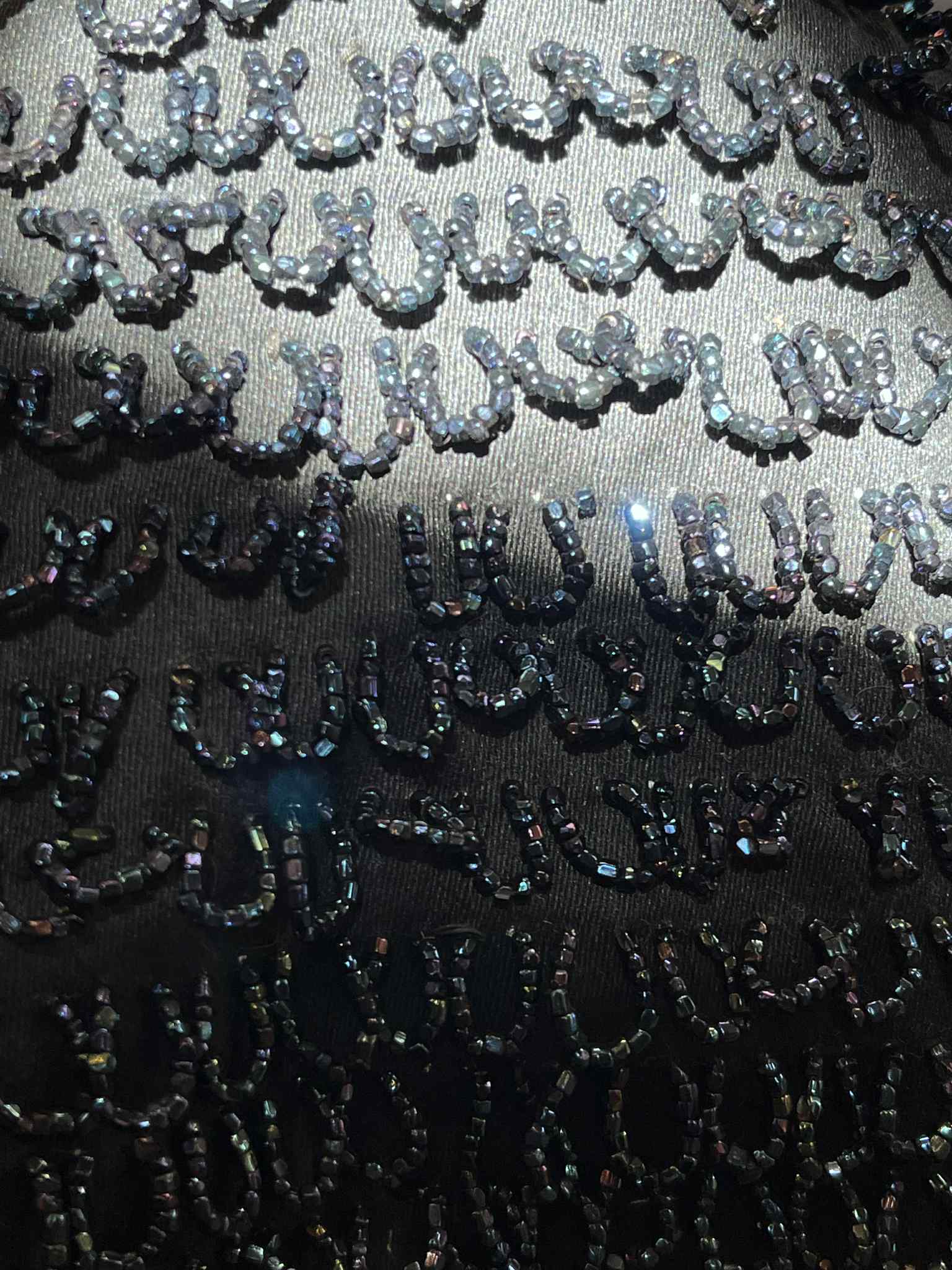 Vintage 20's Black and Iridescent Blue Beaded Bag - Image 10