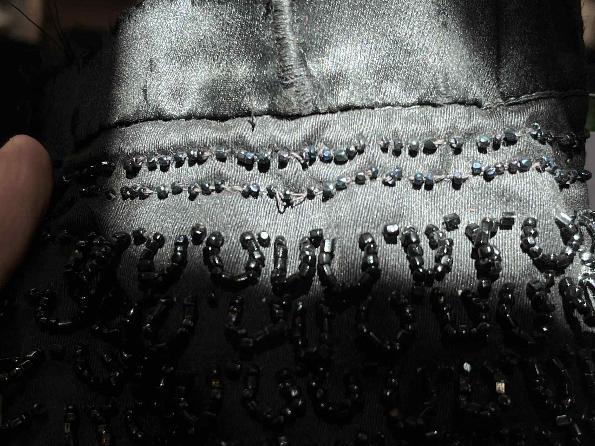 Vintage 20's Black and Iridescent Blue Beaded Bag - Image 12