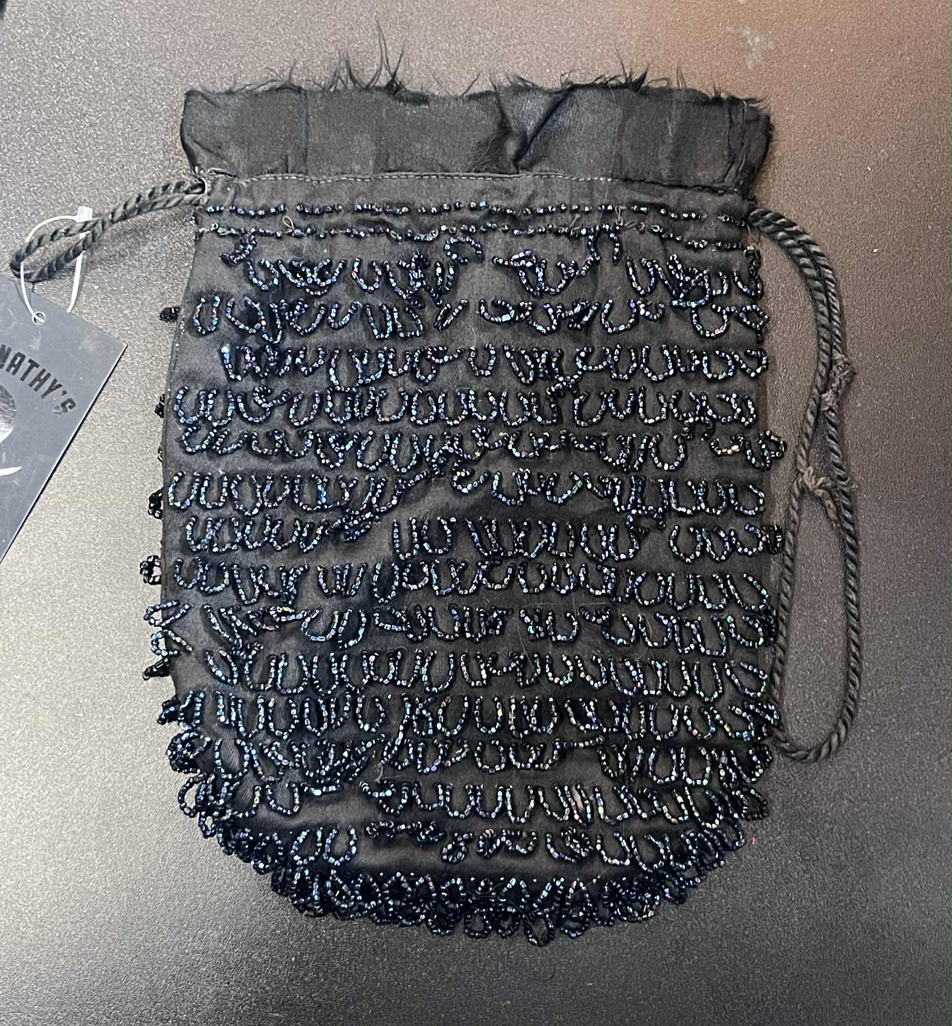 Vintage 20's Black and Iridescent Blue Beaded Bag - Image 7