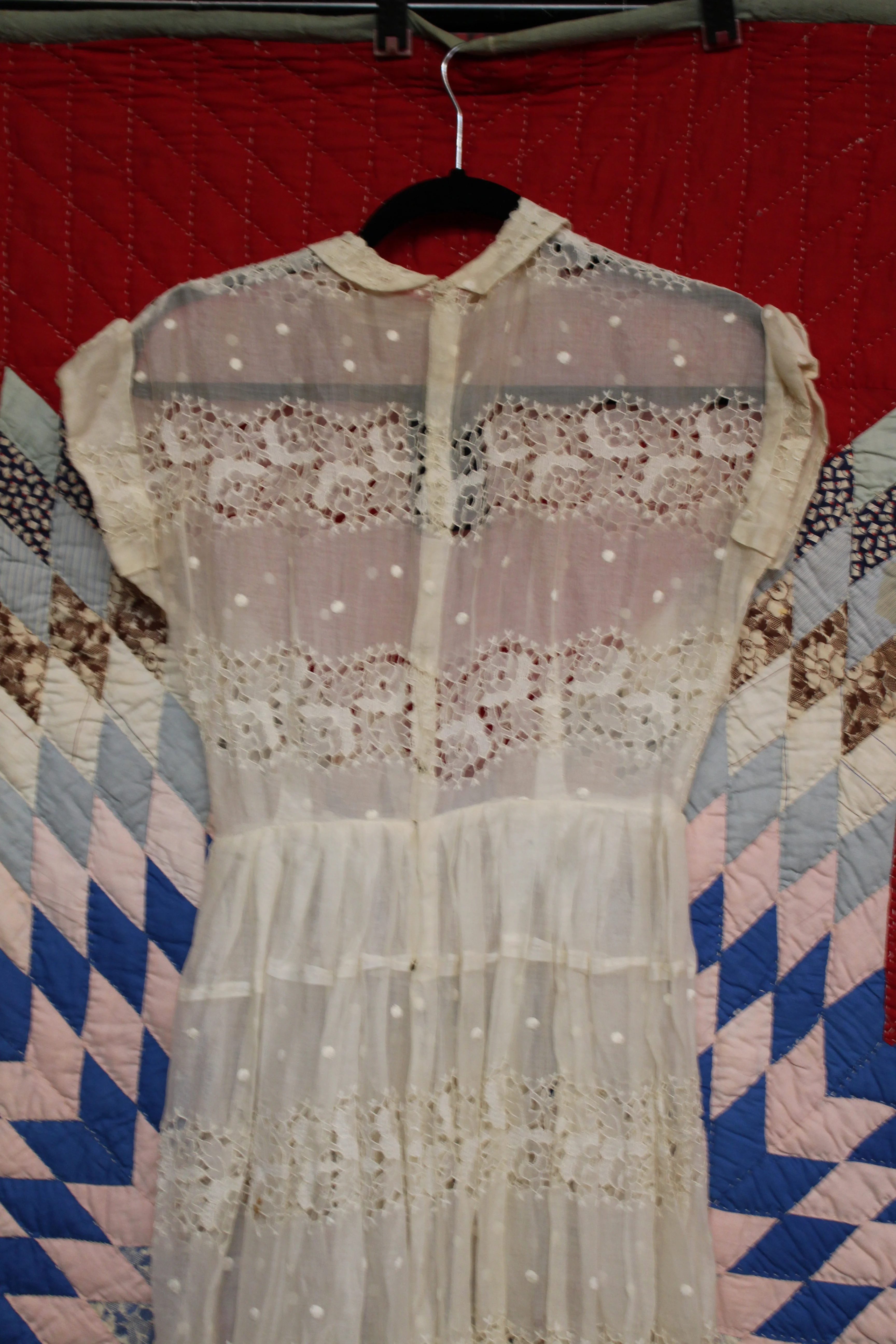 Vintage 1940s Sheer White Lace Dress - Image 5
