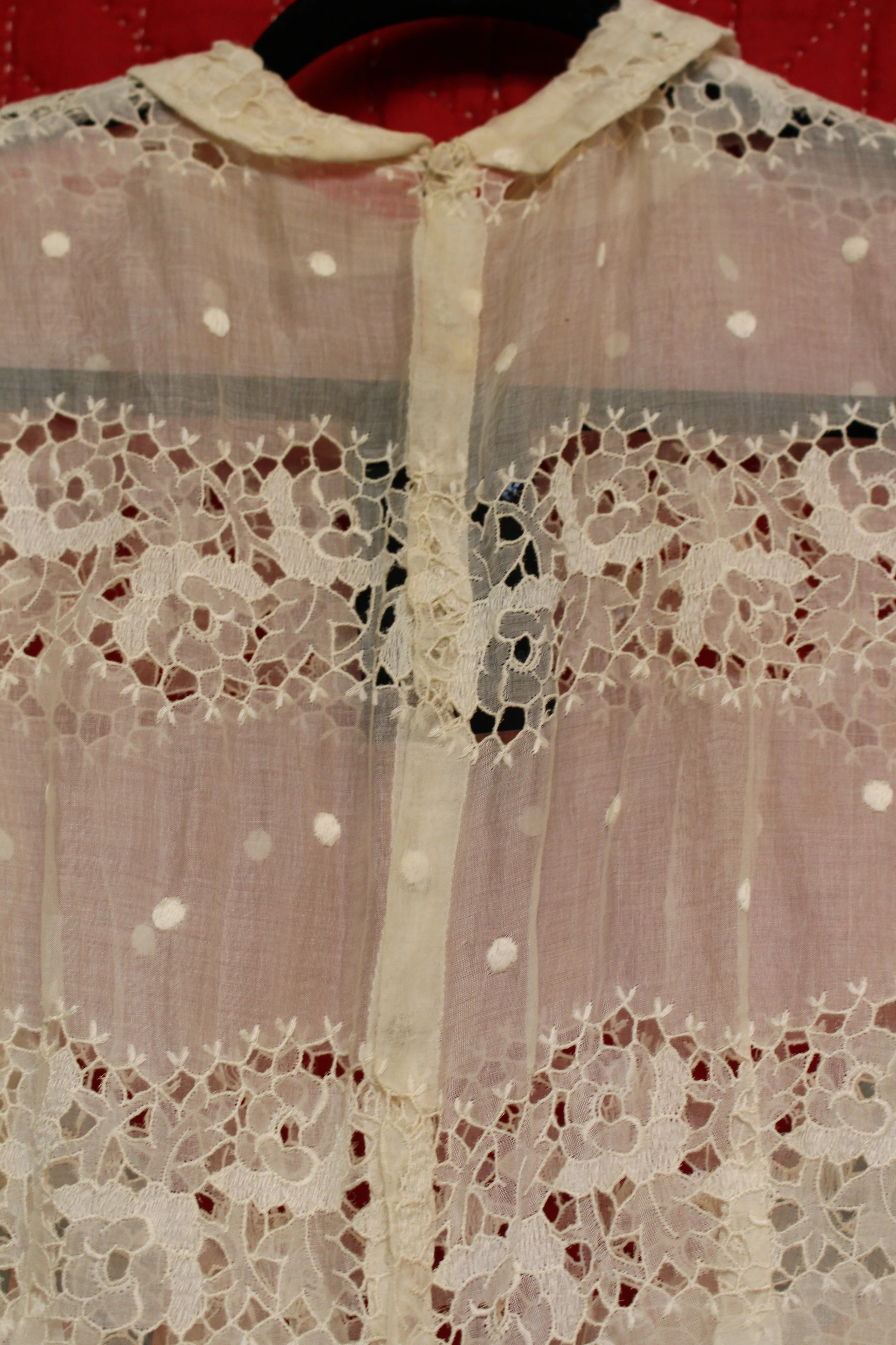 Vintage 1940s Sheer White Lace Dress - Image 6