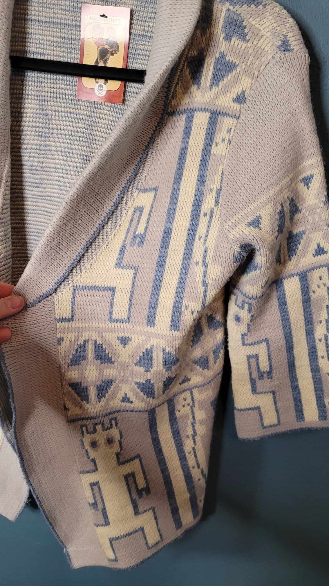 Vintage 1950's Blue Knit Aztec Cardigan - Image 5