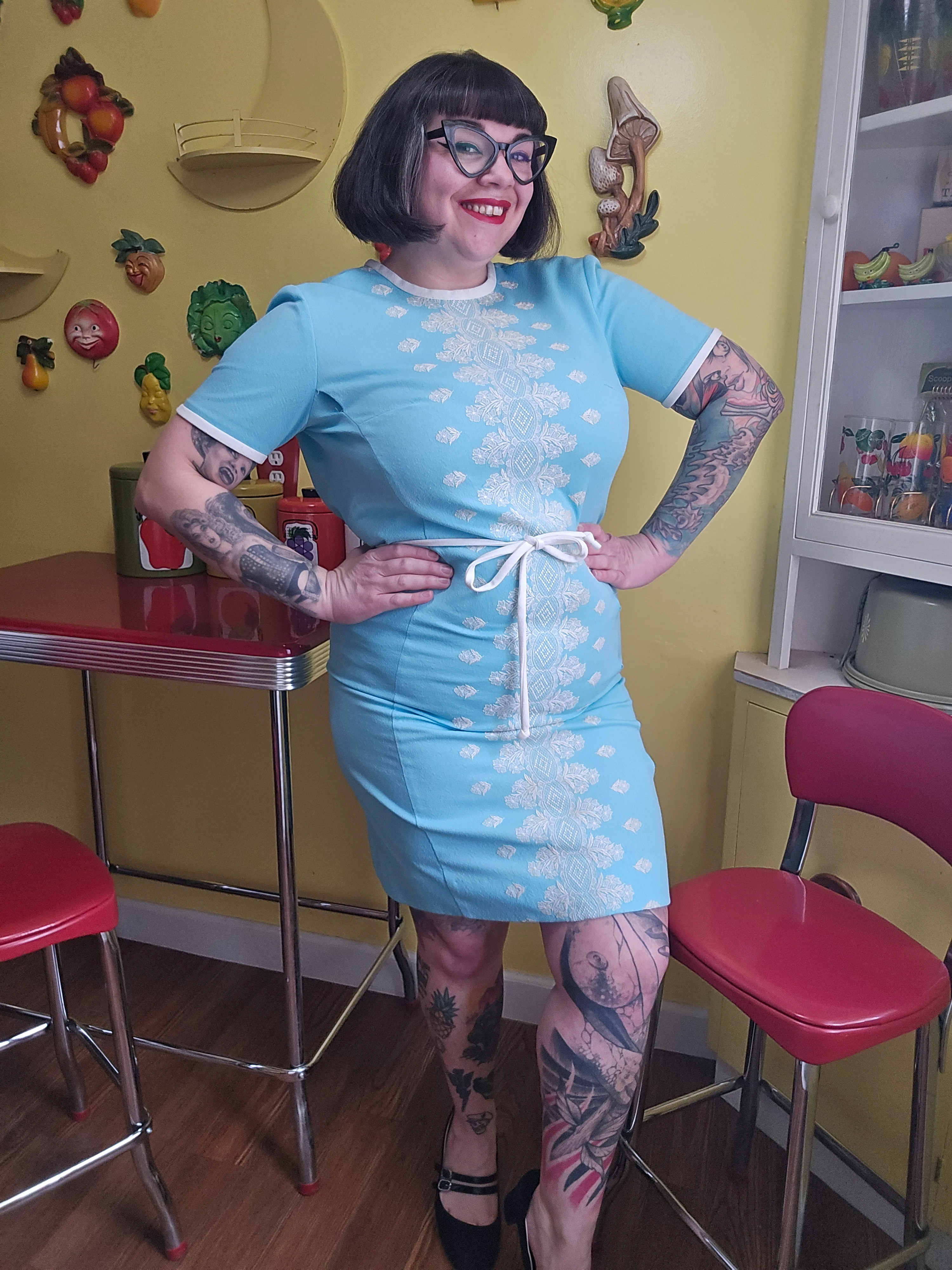 Vintage 60s Aqua Blue Mod Dress