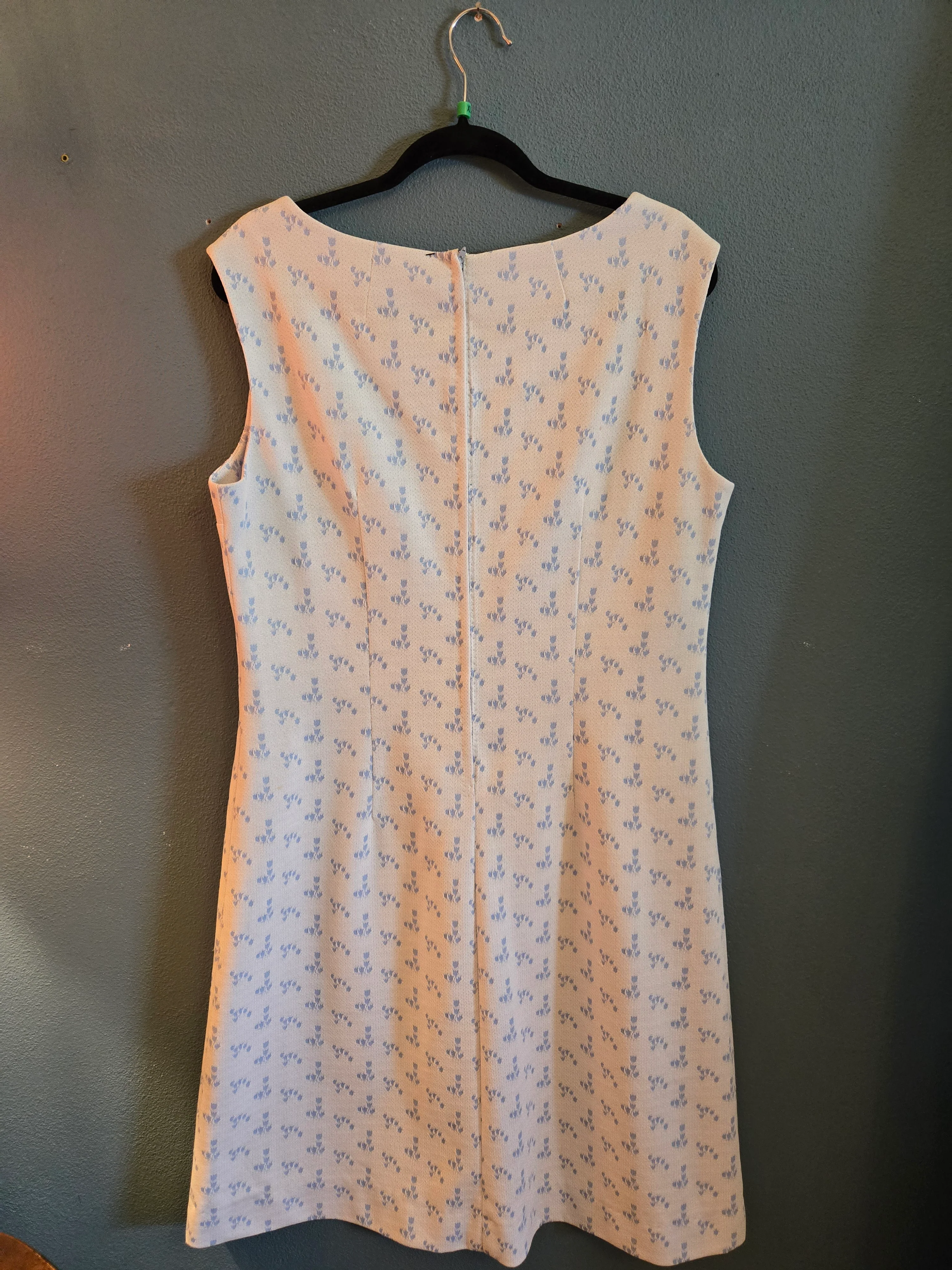 Vintage 60s Blue Floral Polyester Dress - Image 6