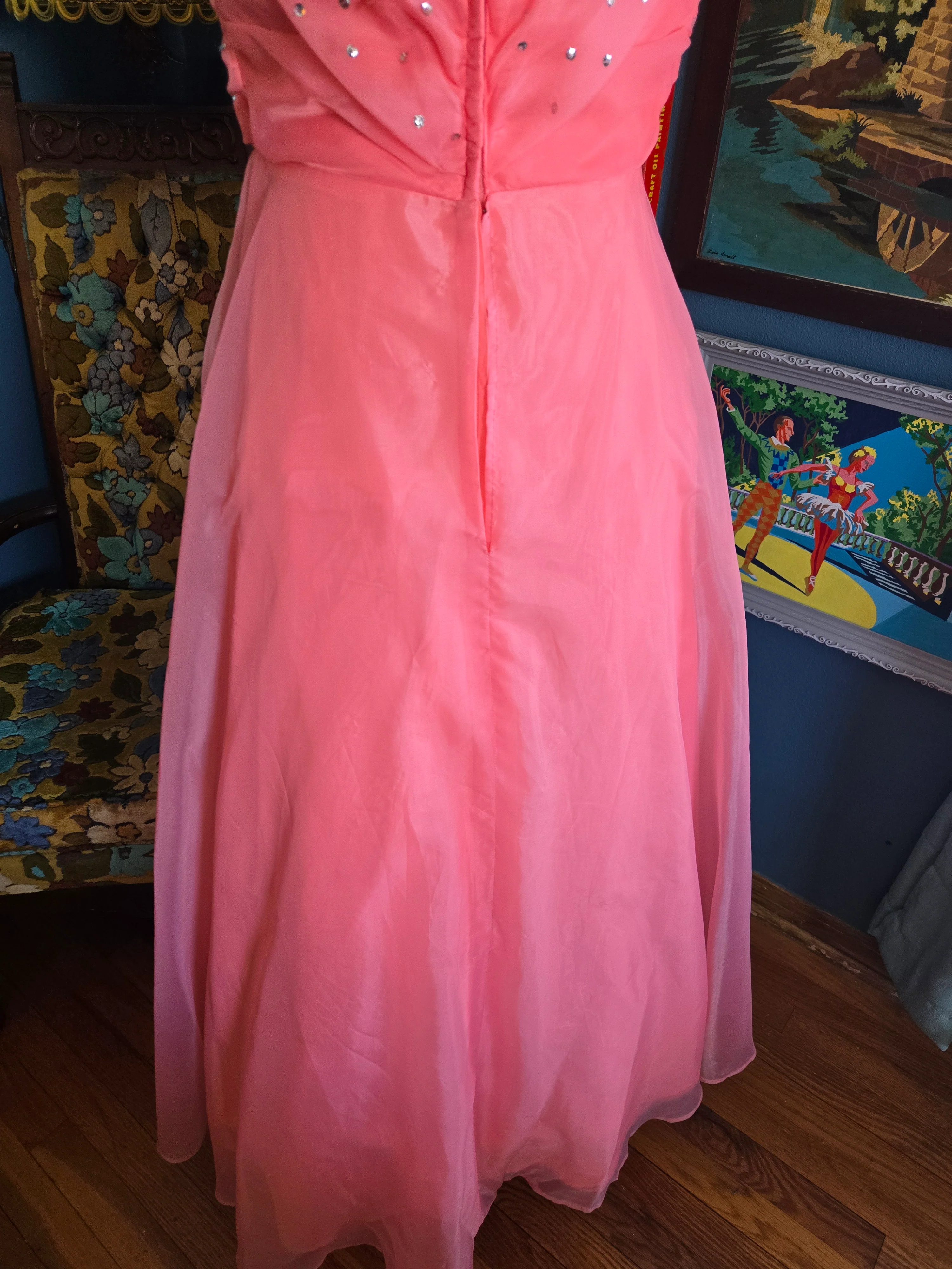 Vintage 60s Pink Sequin Formal Prom Dress - Image 7
