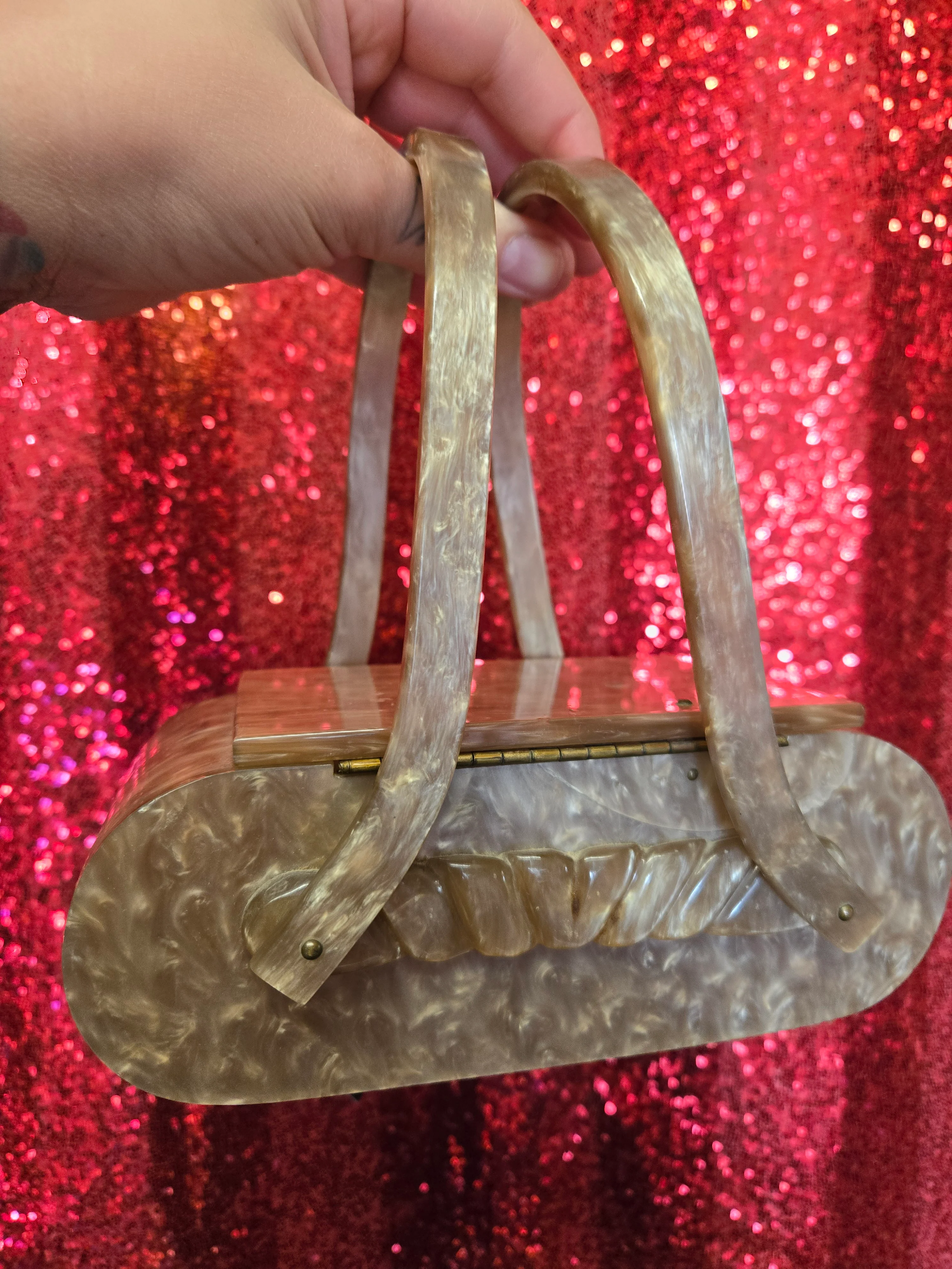 Vintage Rialto Brown Lucite Purse AS IS - Image 3