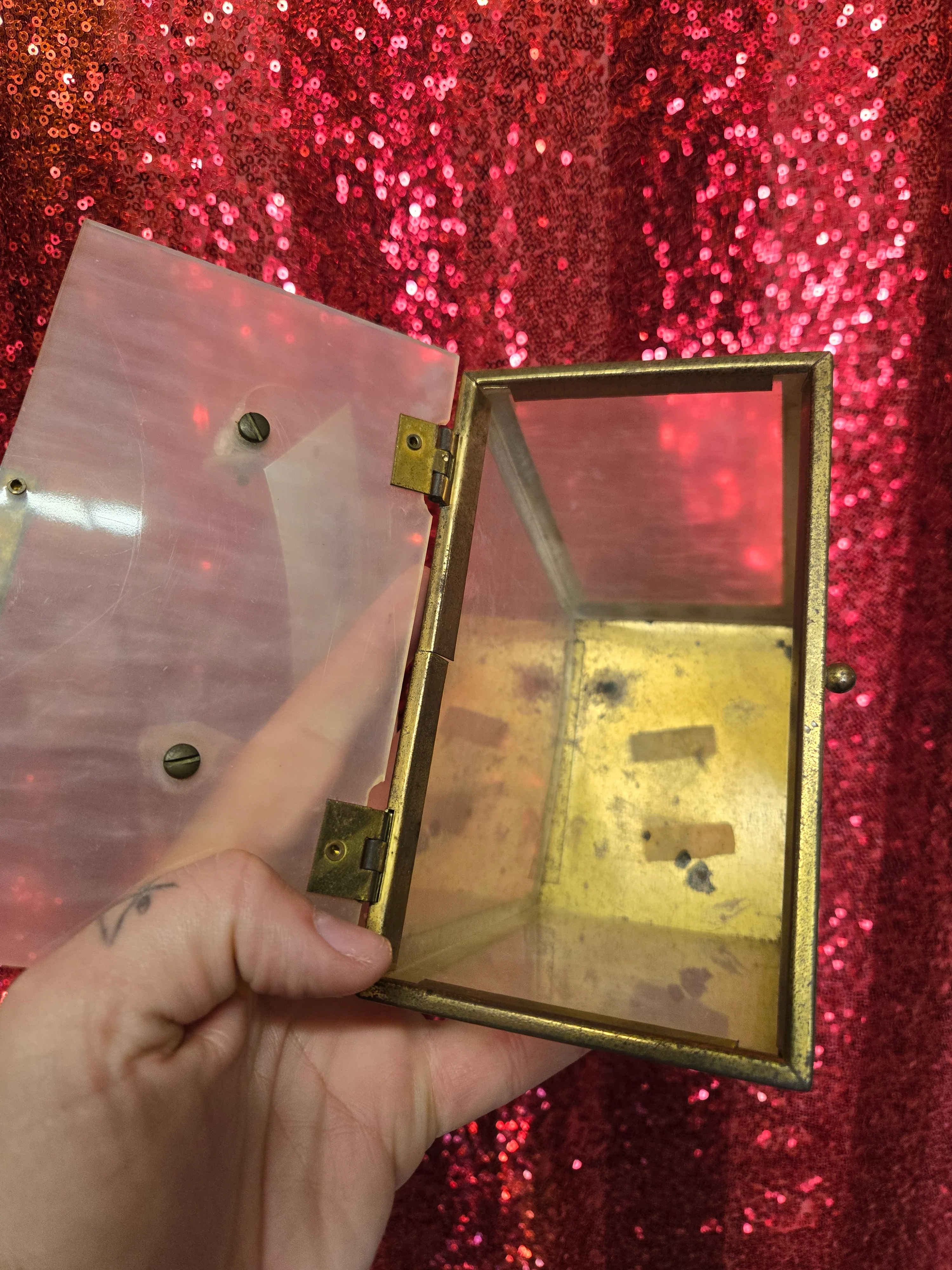 Vintage Clear White lucite purse with metal frame - Image 4
