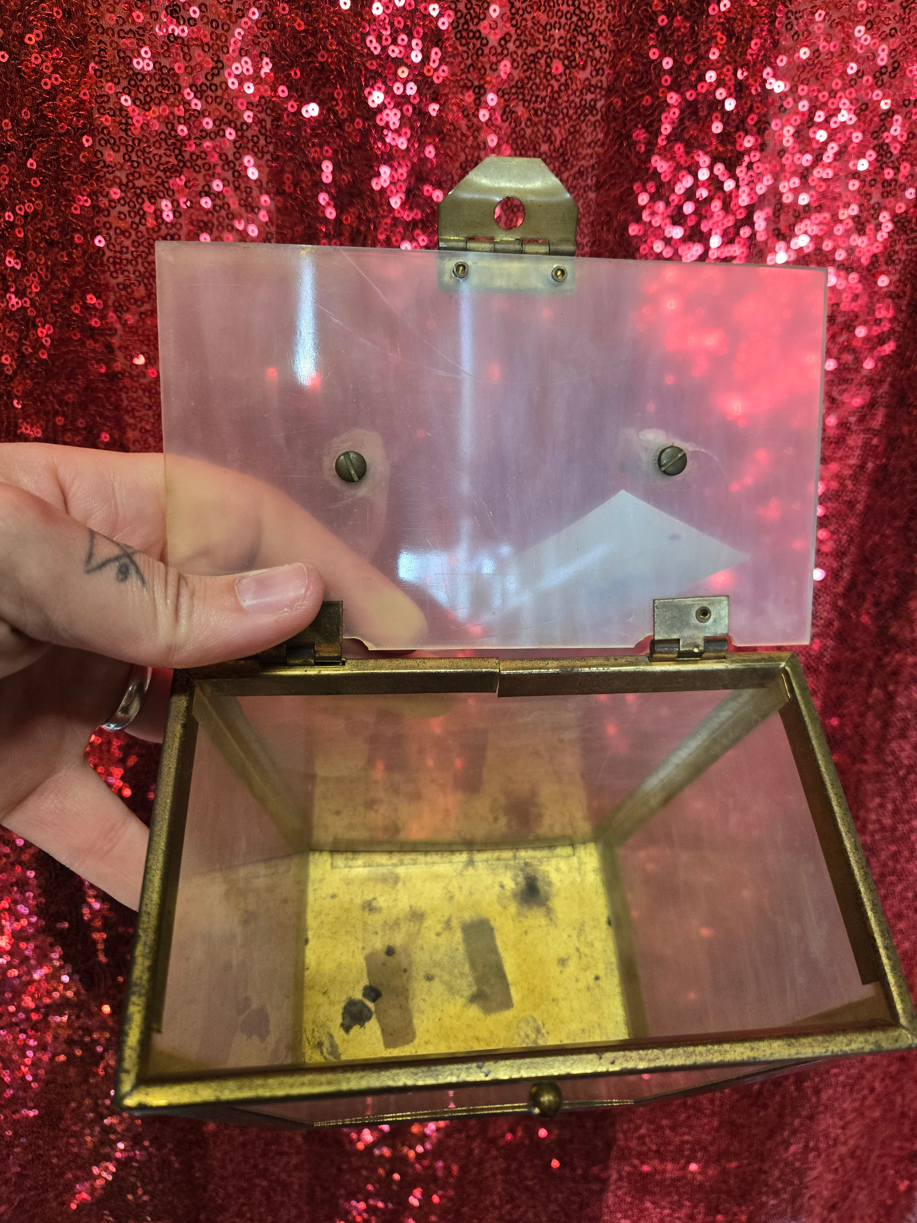 Vintage Clear White lucite purse with metal frame - Image 5