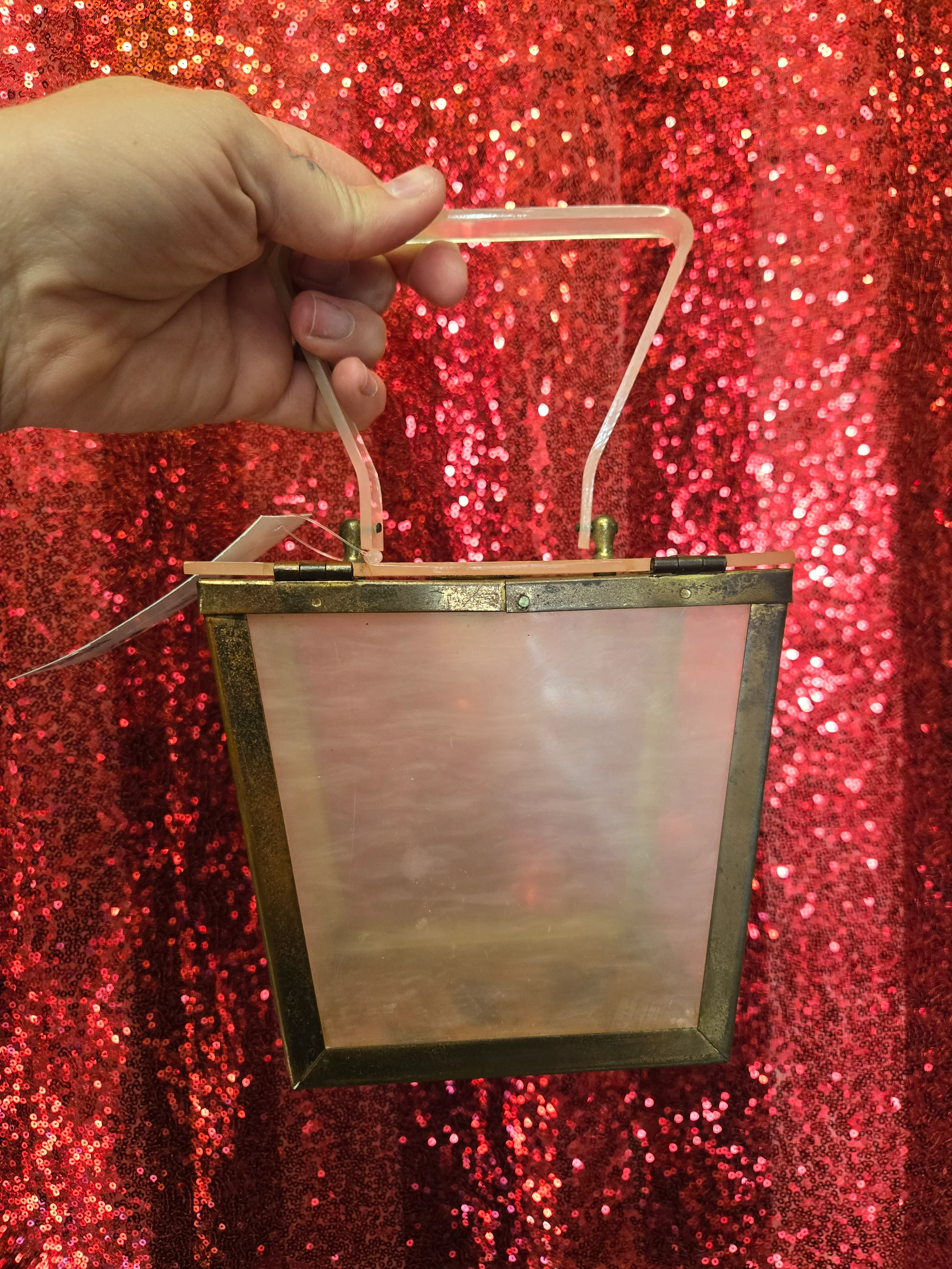 Vintage Clear White lucite purse with metal frame - Image 6