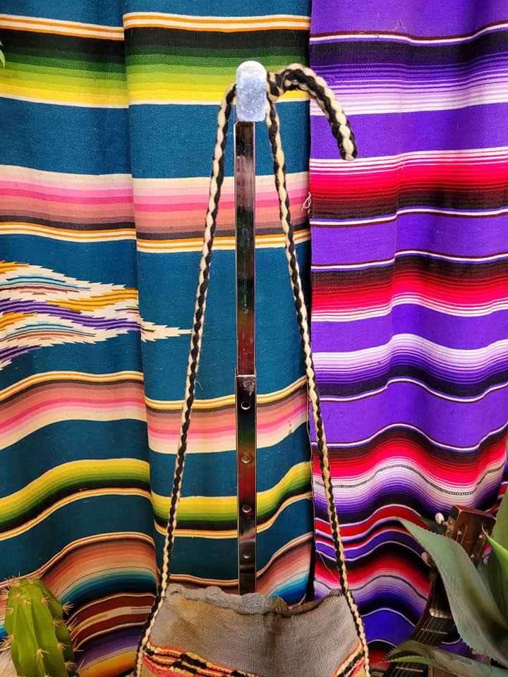 Vintage Woven Gray and Yellow Bag - Image 6