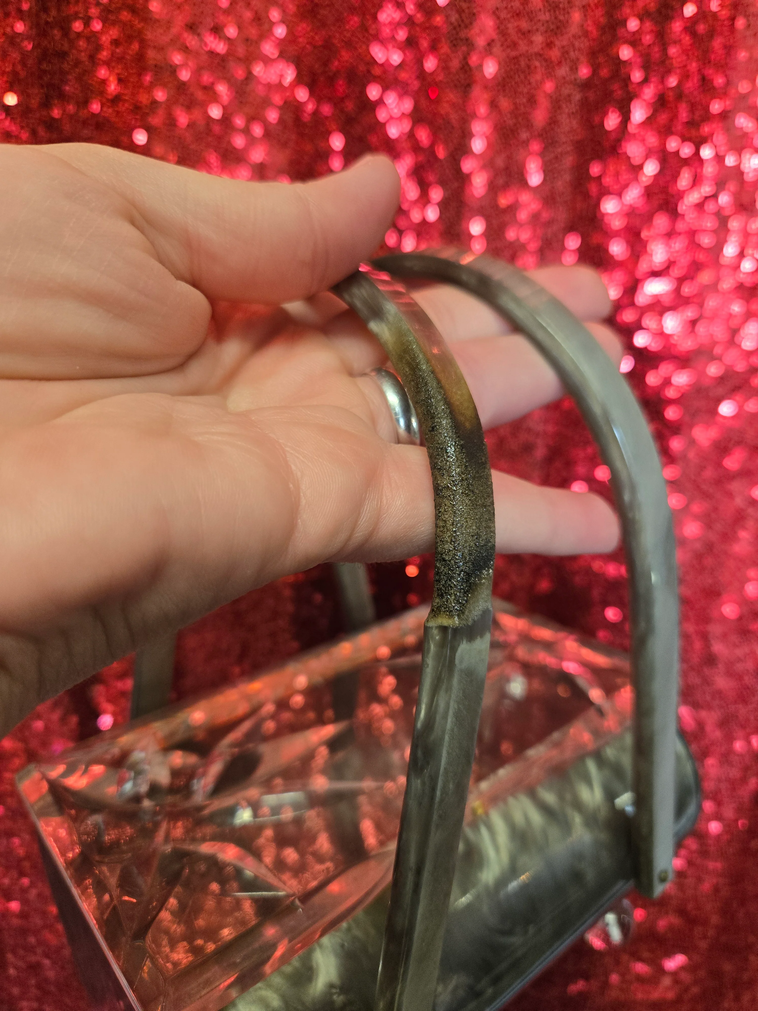 Vintage Grey Lucite Purse - Image 3