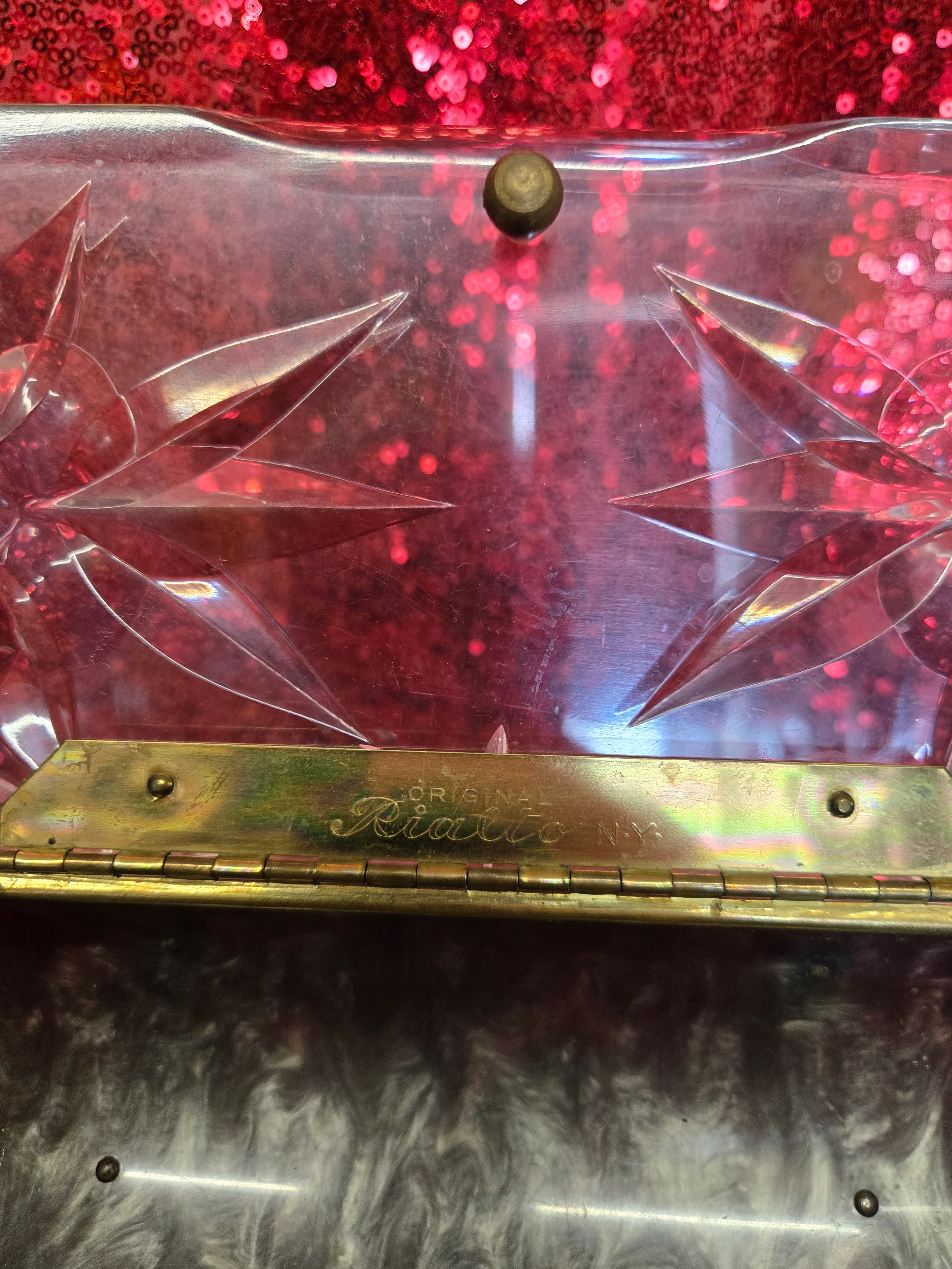 Vintage Grey Lucite Purse - Image 6