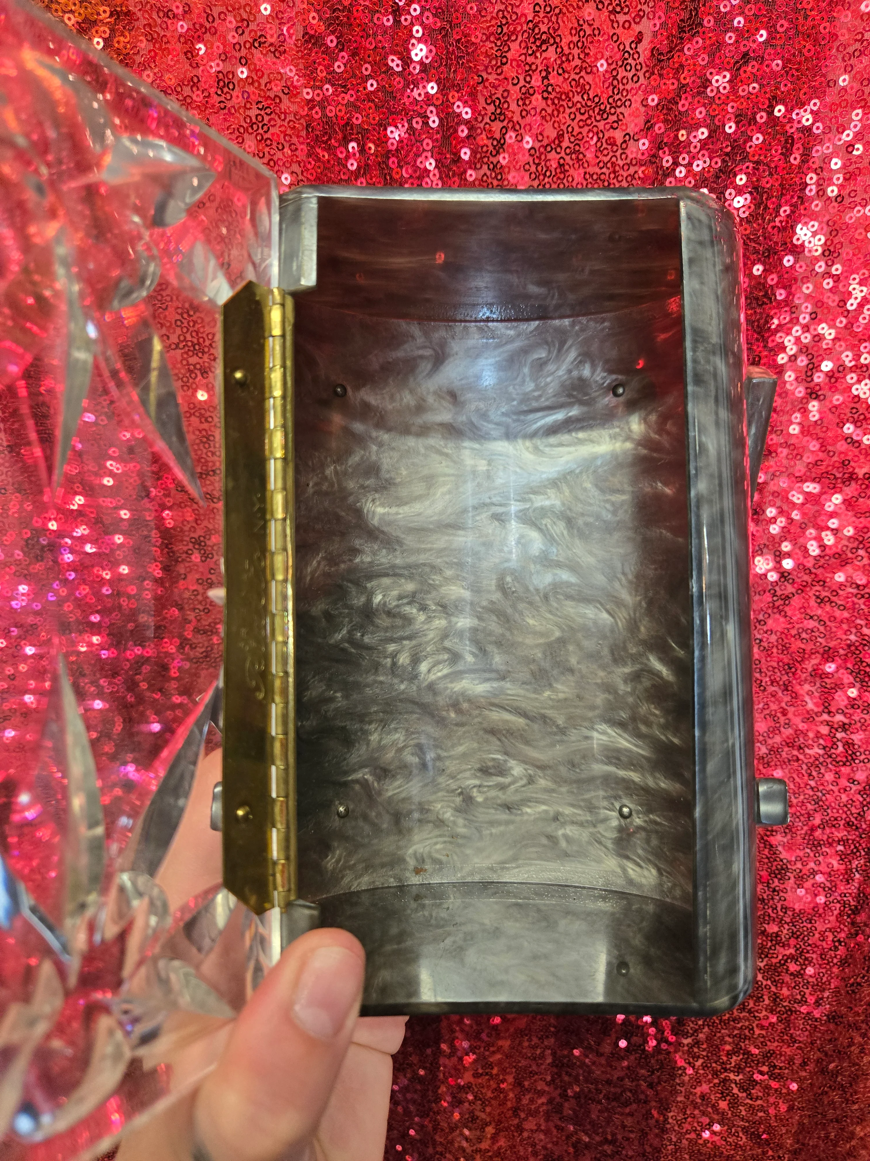 Vintage Grey Lucite Purse - Image 7